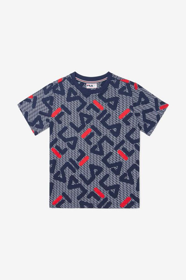 Fila Patterned Boy's Tee - Navy,NZ 831-76139